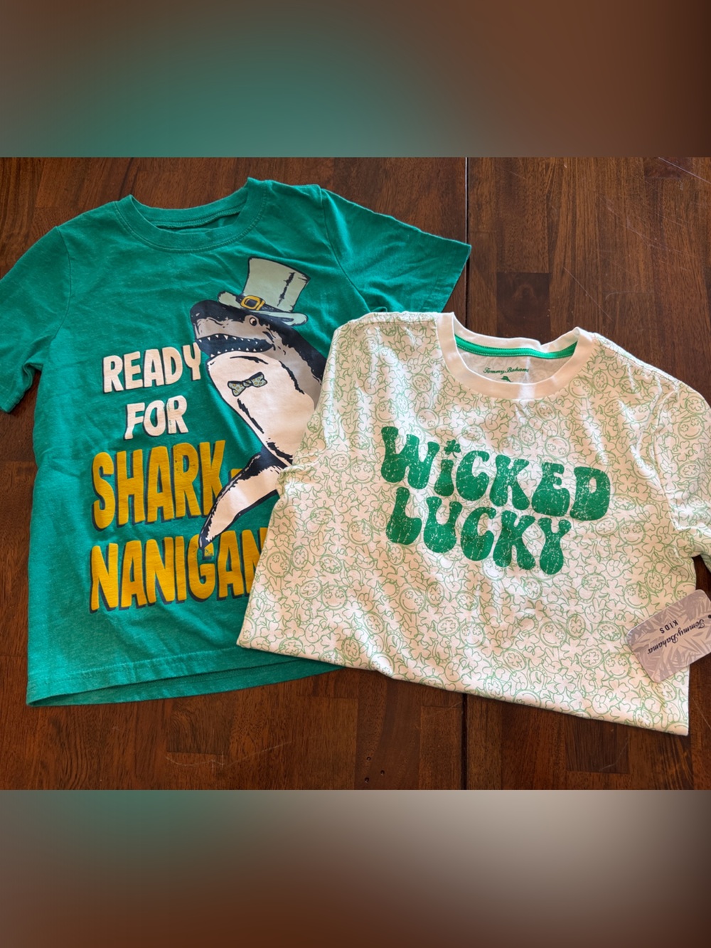 Boys St Patrick’s Day Tee’s Size 7/8, Tommy Bahama and Carters